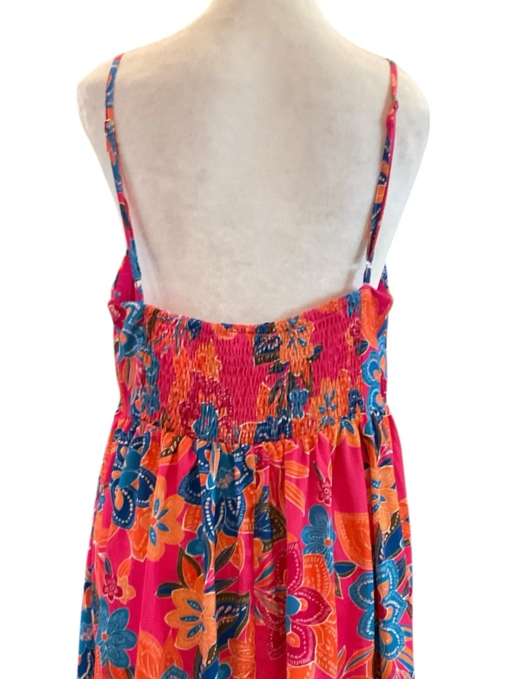 Pink Tropical Floral Boho Resort Maxi Dress NWT M-L Cruise Vacation - Picture 6 of 7